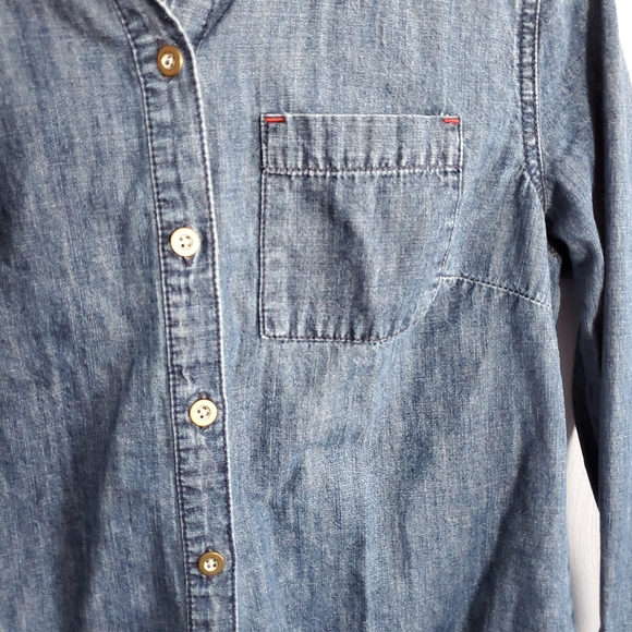 Feed USA + Target Collaboration Denim Chambray Button Front Shirt Size Small - Picture 3 of 7